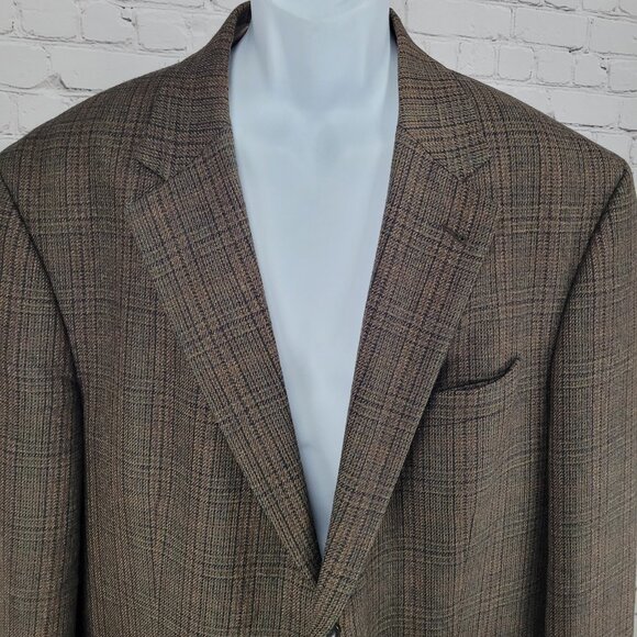 Oscar De La Renta Brown 100% Lambswool 2 Button Blazer Sport Coat Size 48R - Picture 10 of 16